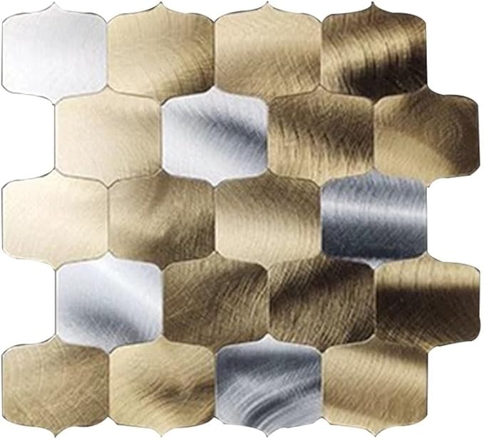 Mosaic METAL OCEAN Argent/Or Brossé — 330×290mm