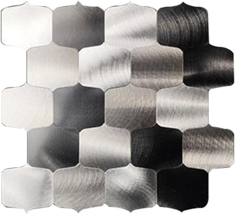 Mosaic METAL OCEAN Argent/Noir Brossé — 330×290mm