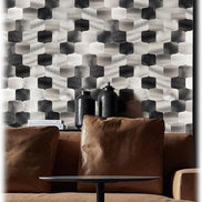 Mosaic METAL OCEAN Argent/Noir Brossé — 330×290mm