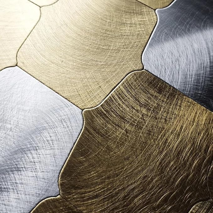Mosaic METAL OCEAN Argent/Or Brossé — 330×290mm