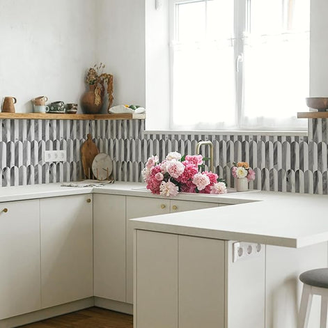 Mosaic Eventail Allongé GRIS Argent/Marbré — 265×303mm