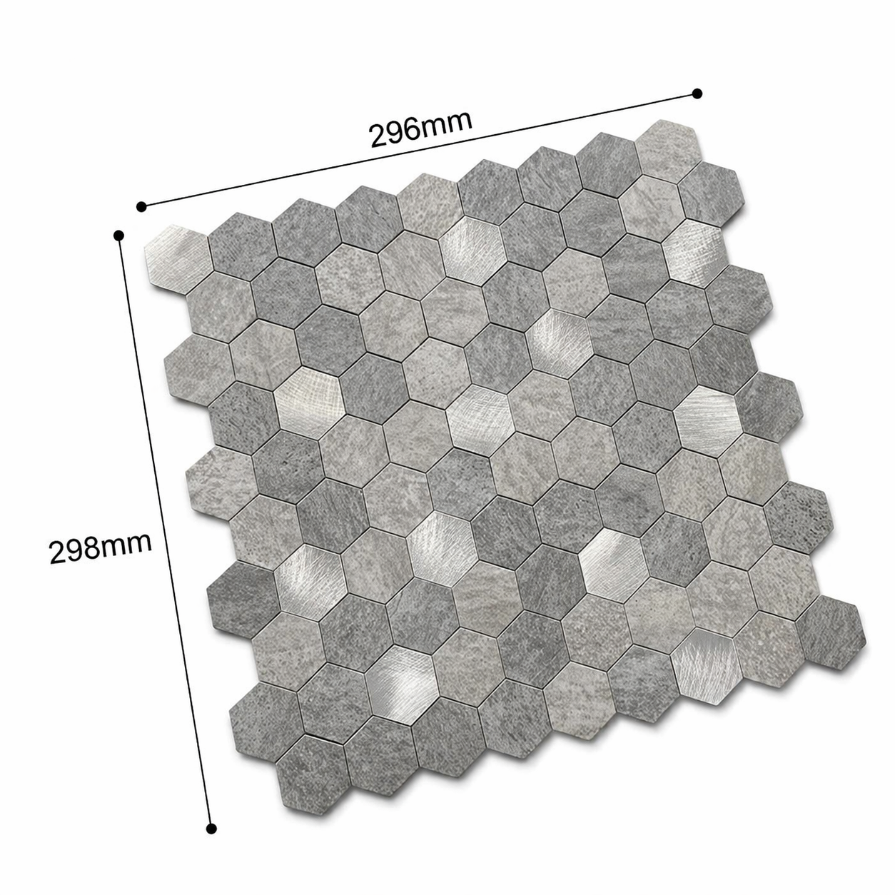 Mosaic Losange GRIS Brossé — 296×298mm