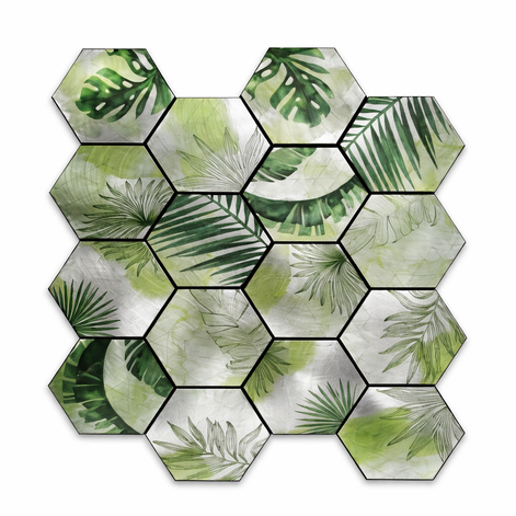 Mosaic Hexagone Feuille Garden — 255×292mm