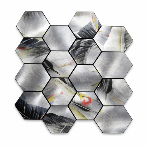 Mosaic Hexagone Feuille GRIS — 255×292mm