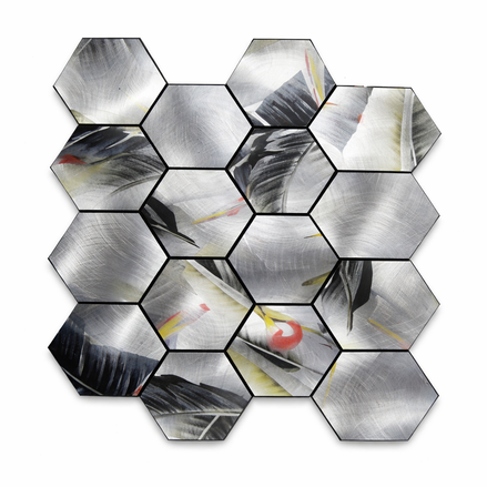 Mosaic Hexagone Feuille GRIS — 255×292mm