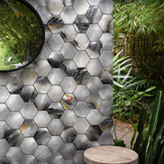 Mosaic Hexagone Feuille GRIS — 255×292mm