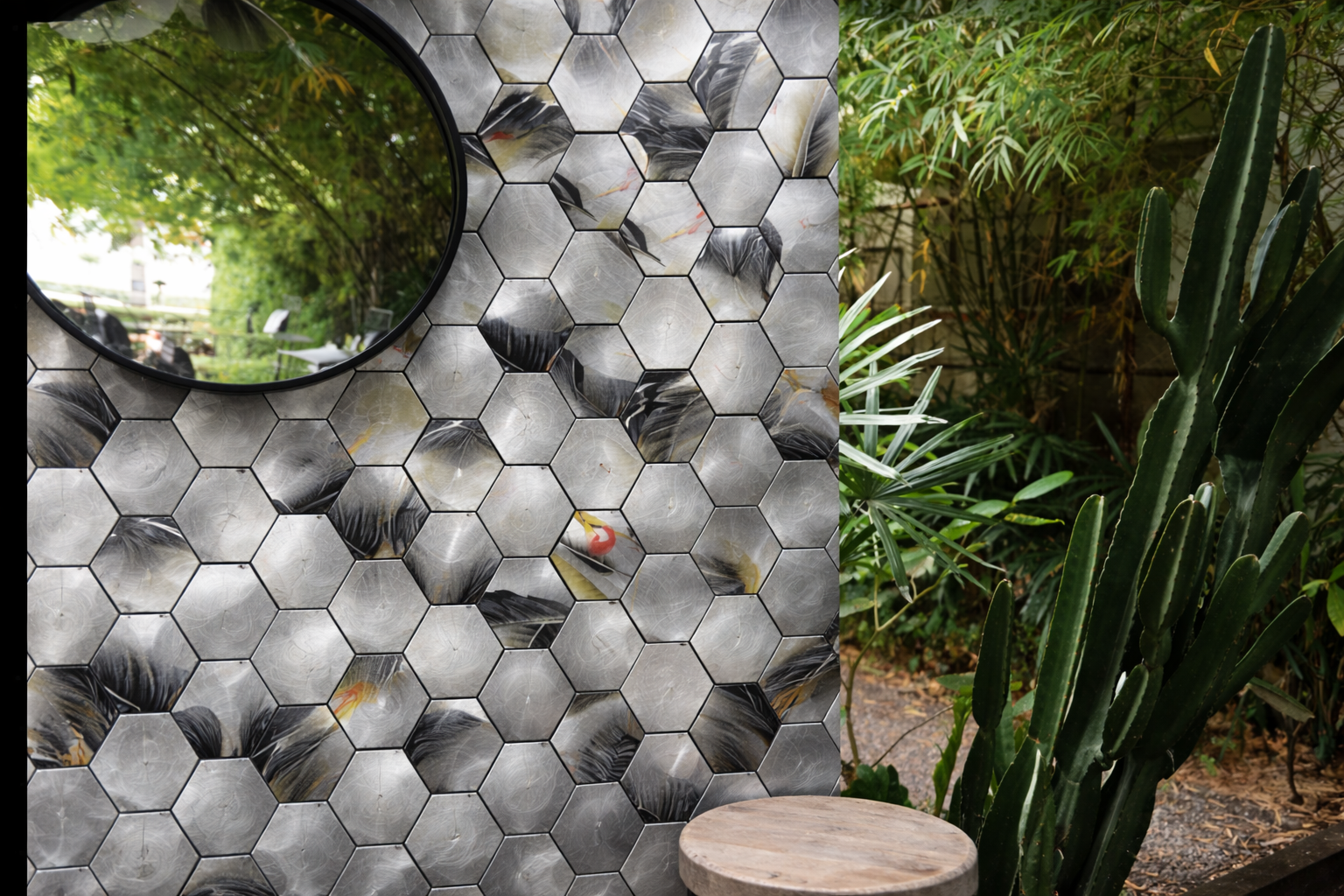 Mosaic Hexagone Feuille GRIS — 255×292mm