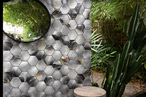 Mosaic Hexagone Feuille GRIS — 255×292mm