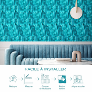 Mosaic Eventail BLEU Turquoise — 298×288mm