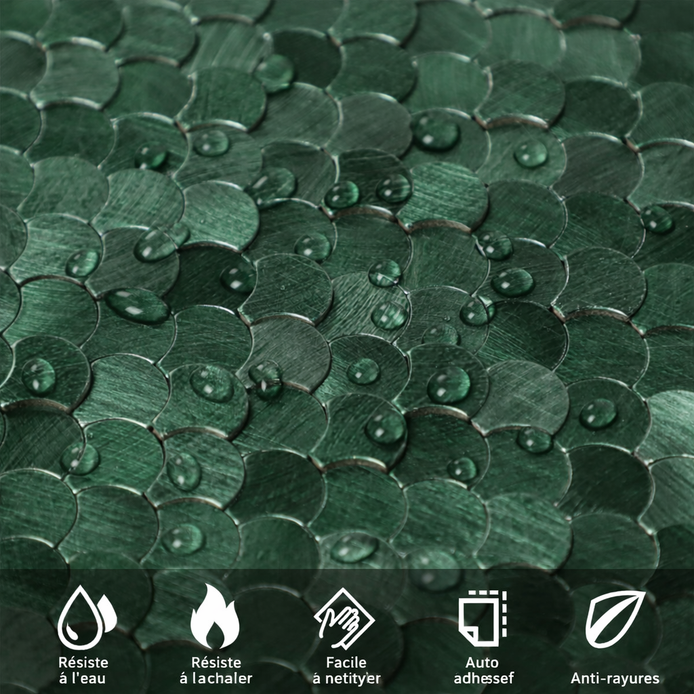 Mosaic MINI Ecaille VERT Brossé — 288×298mm