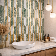 Mosaic Eventail Allongé Vert/Marbré — 265×303mm