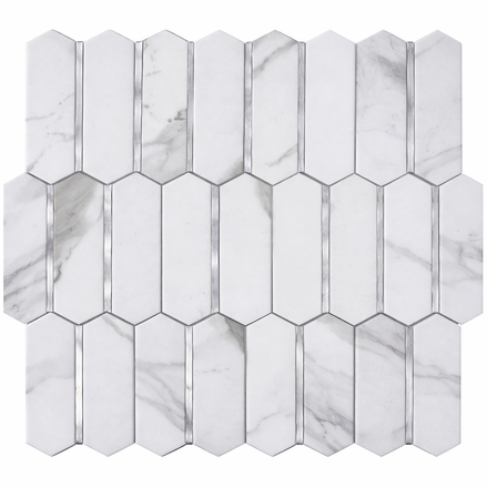 Mosaic Hexagone Allongé Contour Argent — 277×273mm