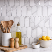 Mosaic Hexagone Allongé Contour Argent — 277×273mm
