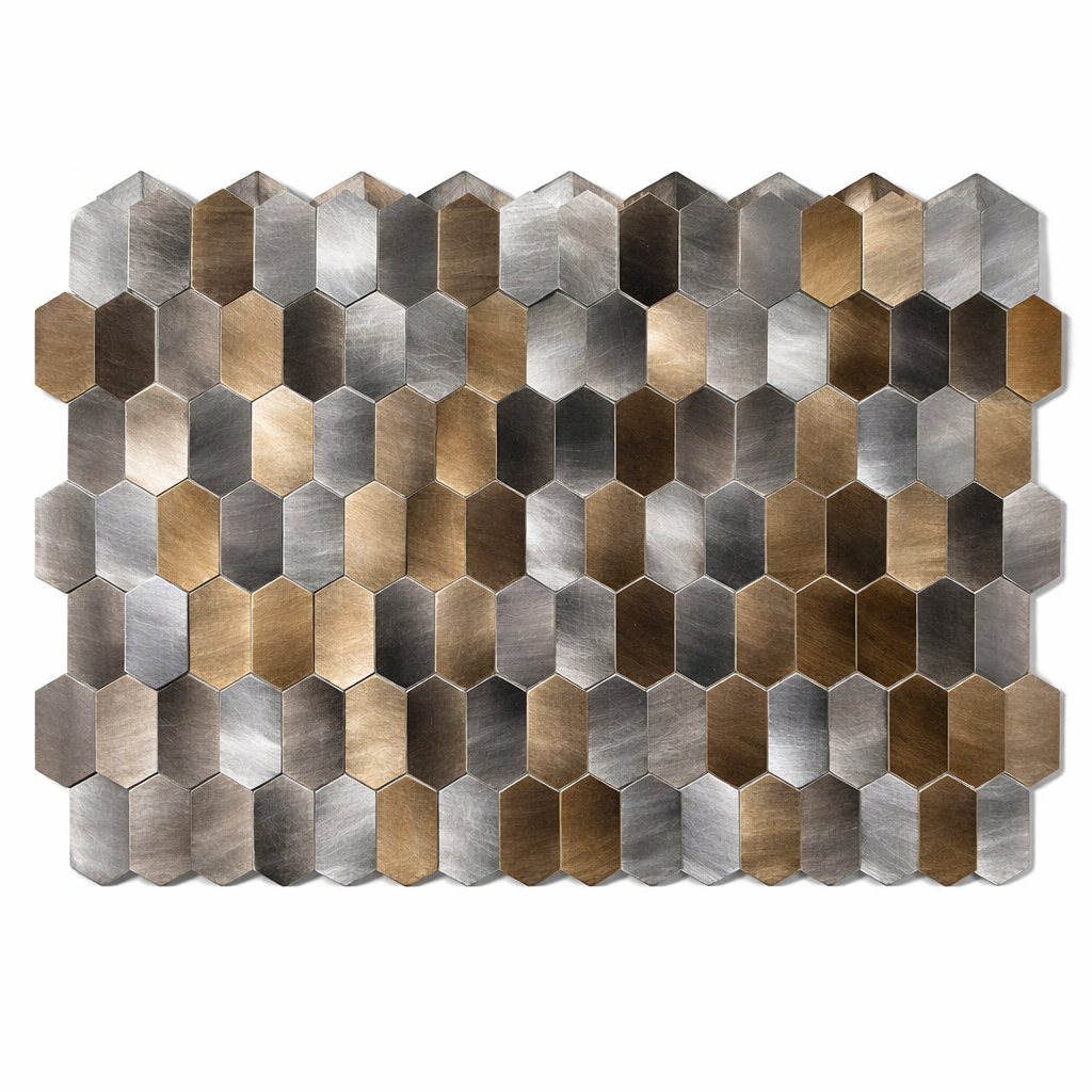 Mosaic HEXA Allonge Argent / Cuivre / Anthracite — 303×293mm