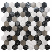 Mosaic MINI HEXA Blanc/Argent/Noir — 290×285mm