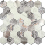 Mosaic MINI HEXA Blanc/Argent — 290×285mm