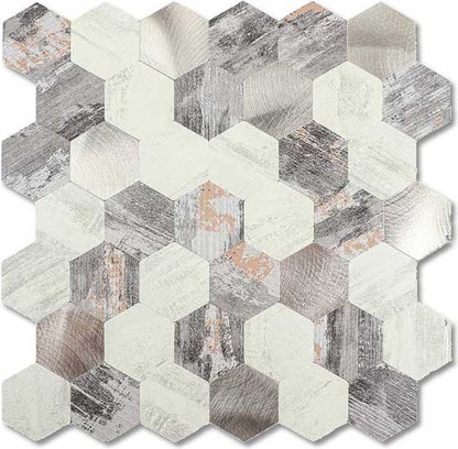 Mosaic MINI HEXA Blanc/Argent — 290×285mm