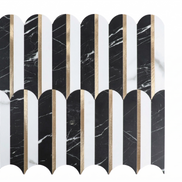Mosaic Eventail Allongé Noir/Marbré — 265×303mm