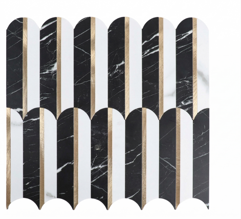 Mosaic Eventail Allongé Noir/Marbré — 265×303mm