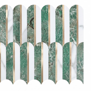 Mosaic Eventail Allongé Vert/Marbré — 265×303mm