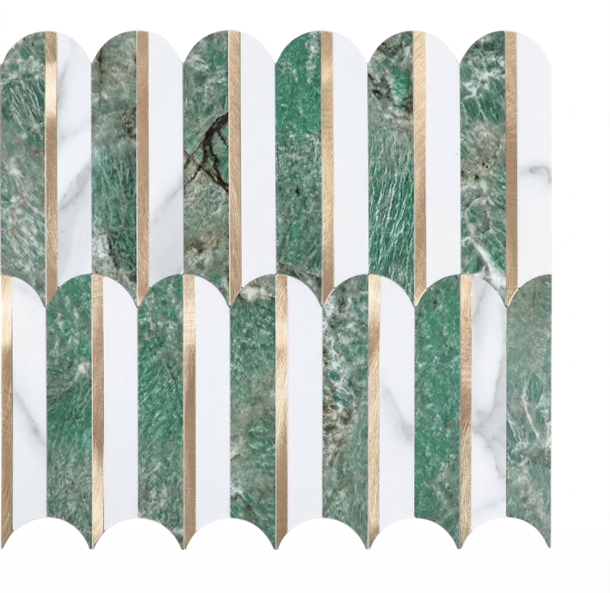 Mosaic Eventail Allongé Vert/Marbré — 265×303mm