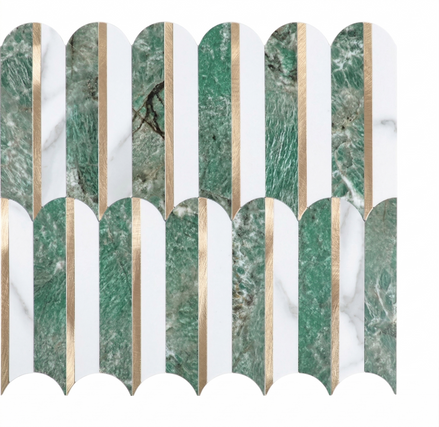 Mosaic Eventail Allongé Vert/Marbré — 265×303mm