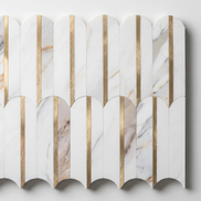 Mosaic Eventail Allongé BLANC Or/Marbré — 265×303mm