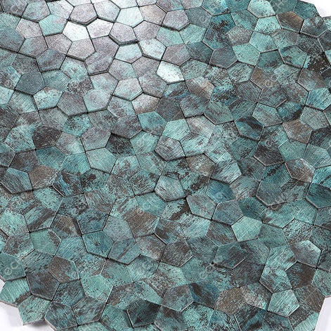 Mosaic Pentagone Emeraude Bleu/Vert — 282×282mm