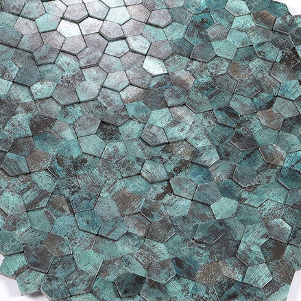 Mosaic Pentagone Emeraude Bleu/Vert — 282×282mm
