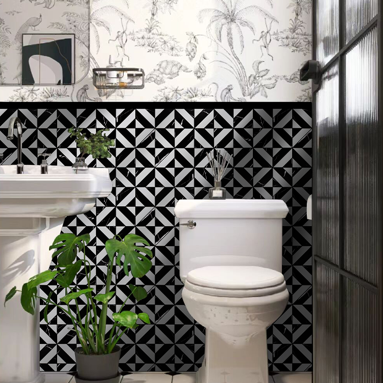 Mosaic Triangle NOIR / Marbre — 300×300mm