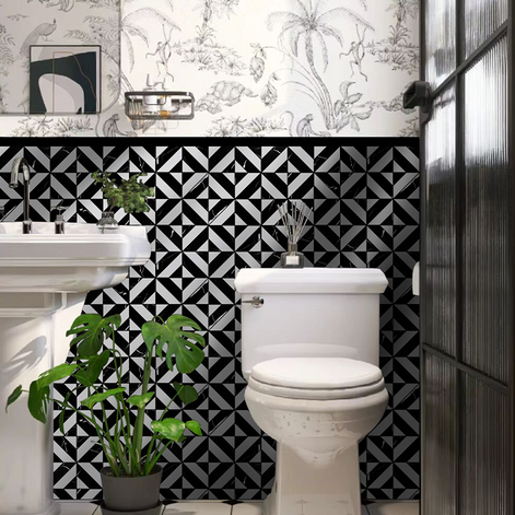 Mosaic Triangle NOIR / Marbre — 300×300mm