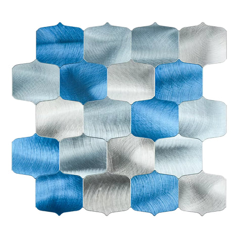 Mosaic METAL OCEAN Argent/Bleu Brossé — 330×290mm