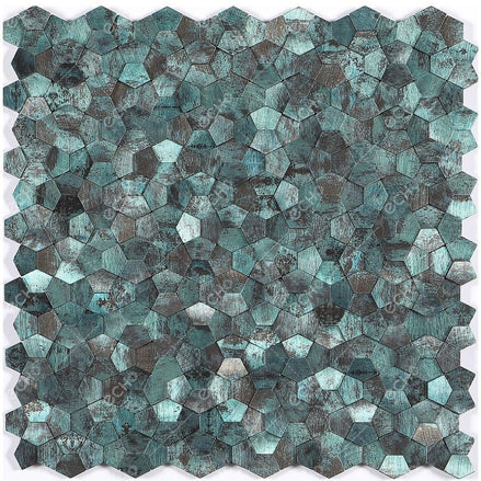 Mosaic Pentagone Emeraude Bleu/Vert — 282×282mm