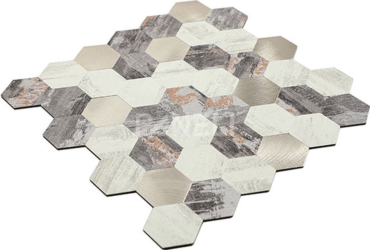 Mosaic MINI HEXA Blanc/Argent — 290×285mm