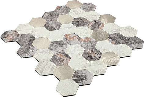 Mosaic MINI HEXA Blanc/Argent — 290×285mm