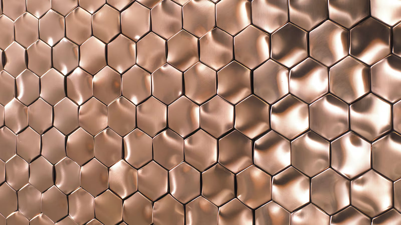 Mosaic HEXA Graphite 3D Cuivre MAT — 260×300mm