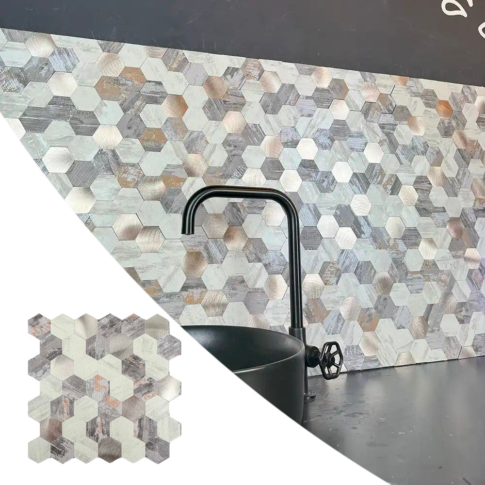 Mosaic MINI HEXA Blanc/Argent — 290×285mm