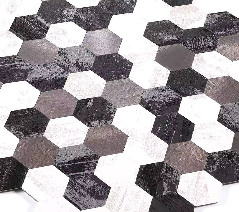 Mosaic MINI HEXA Blanc/Argent/Noir — 290×285mm
