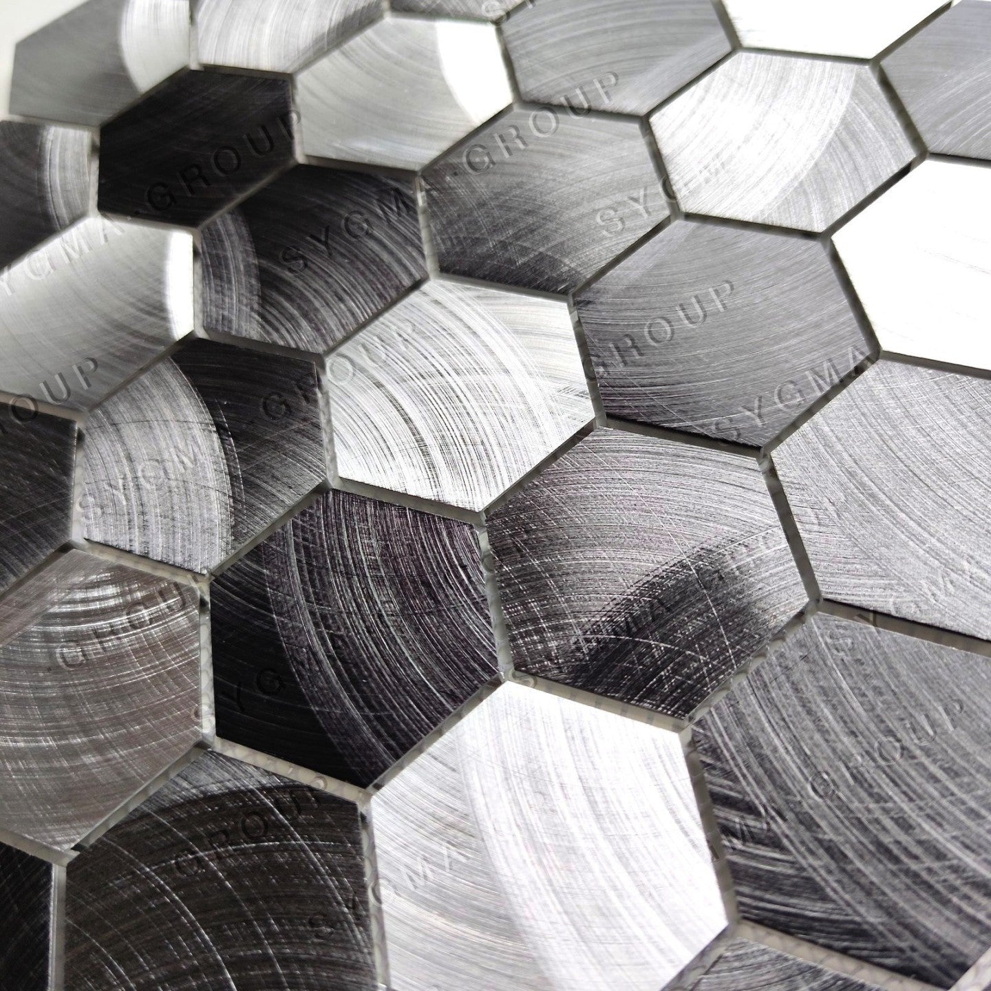 Mosaic MINI HEXA Gris/Argent/Noir — 290×285mm