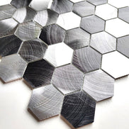 Mosaic MINI HEXA Gris/Argent/Noir — 290×285mm