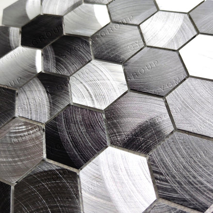 Mosaic MINI HEXA Gris/Argent/Noir — 290×285mm