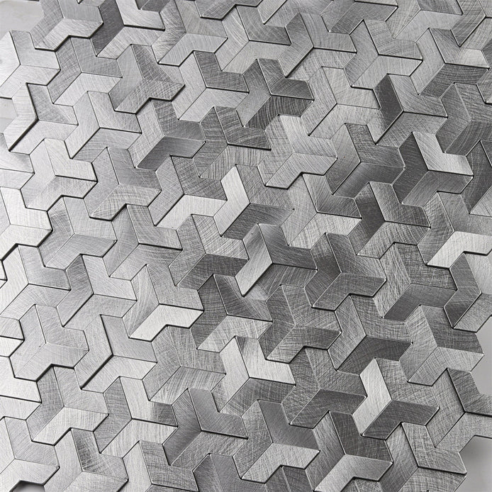 Mosaic Chevron Y Argent — 303×280mm