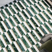 Mosaic Eventail Allongé Vert/Marbré — 265×303mm