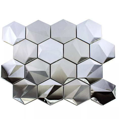Mosaic HEXA 3D METAL Argent — 265×307mm
