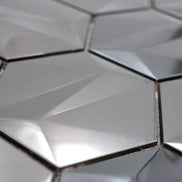 Mosaic HEXA 3D METAL Argent — 265×307mm