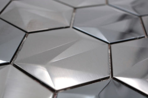 Mosaic HEXA 3D METAL Argent — 265×307mm