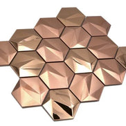 Mosaic HEXA 3D METAL Cuivre — 265×307mm