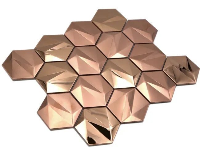 Mosaic HEXA 3D METAL Cuivre — 265×307mm