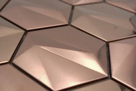 Mosaic HEXA 3D METAL Cuivre — 265×307mm