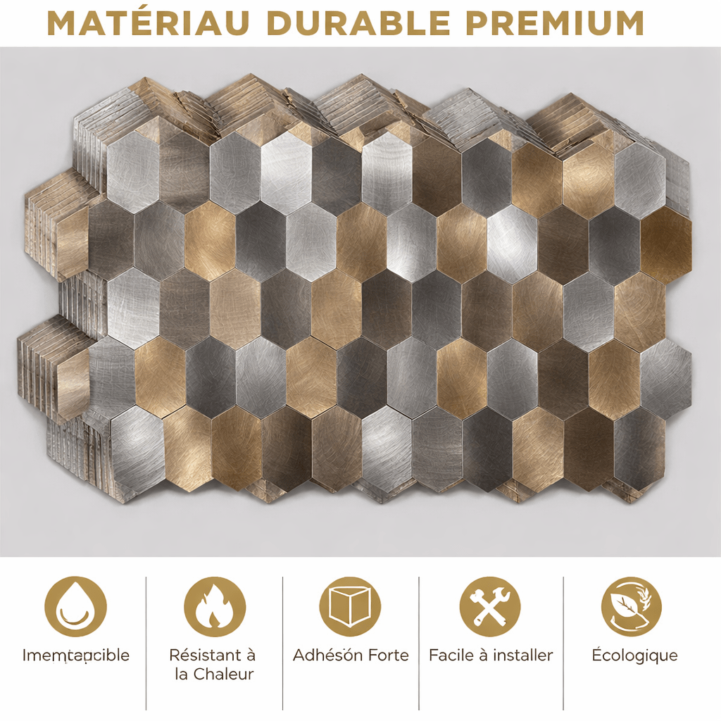 Mosaic HEXA Allonge Argent / Cuivre / Anthracite — 303×293mm